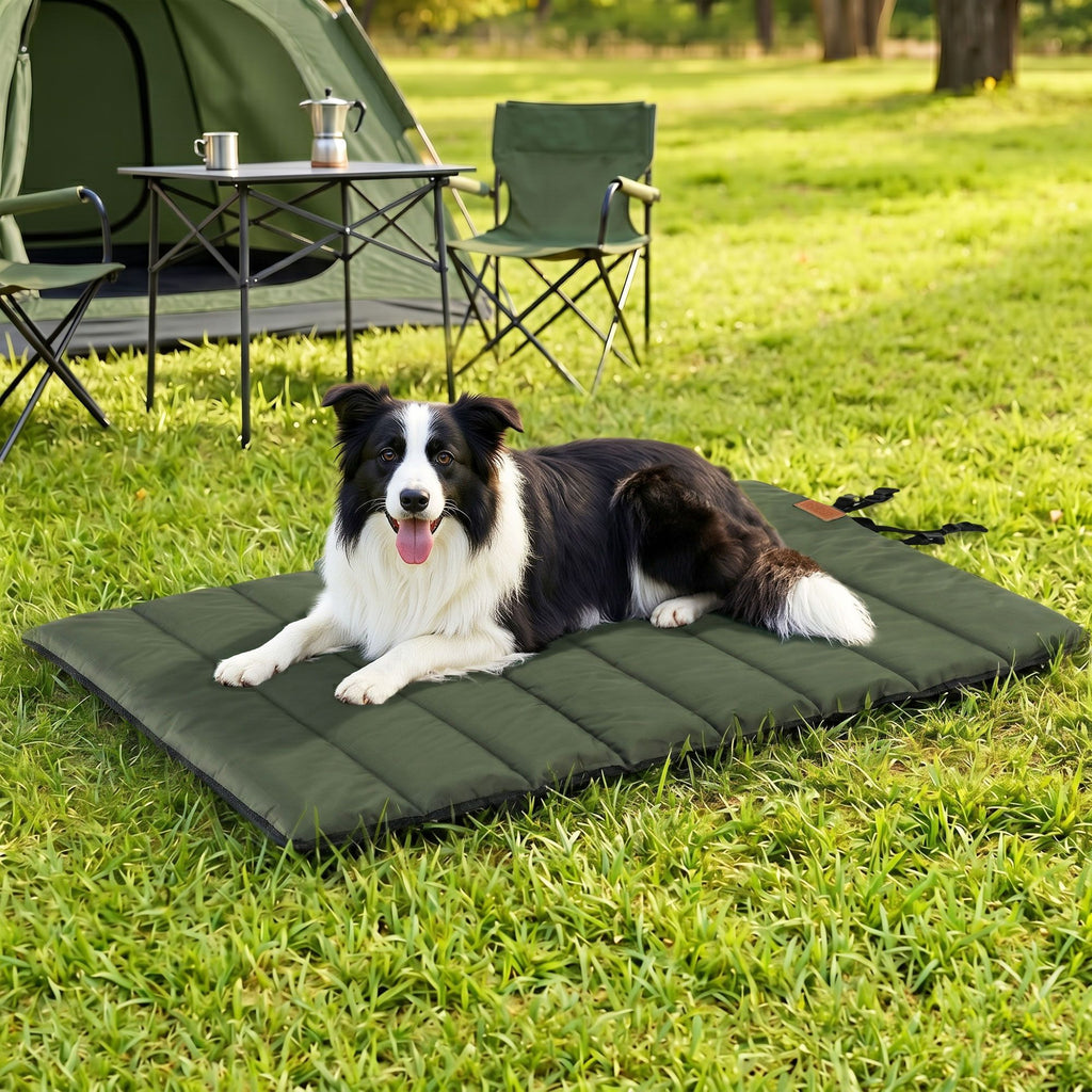 Steel Pack Roll-Up Outdoor Dog Bed – Green (110 × 67 cm)