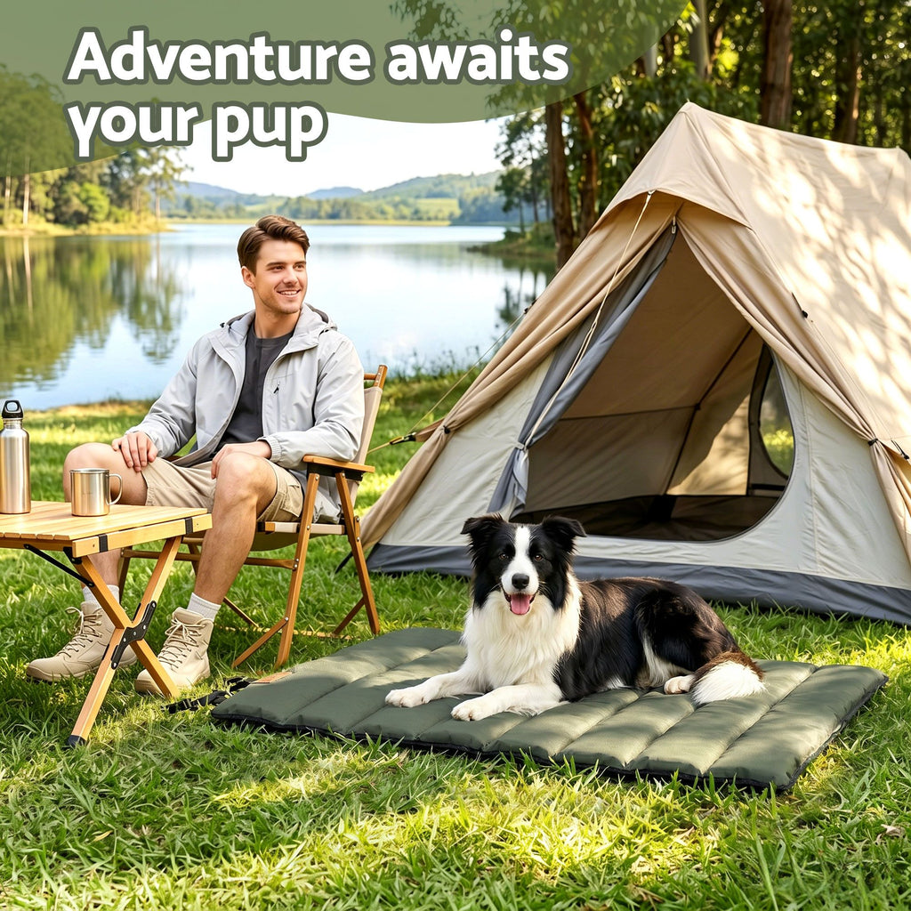 Steel Pack Roll-Up Outdoor Dog Bed – Green (110 × 67 cm)