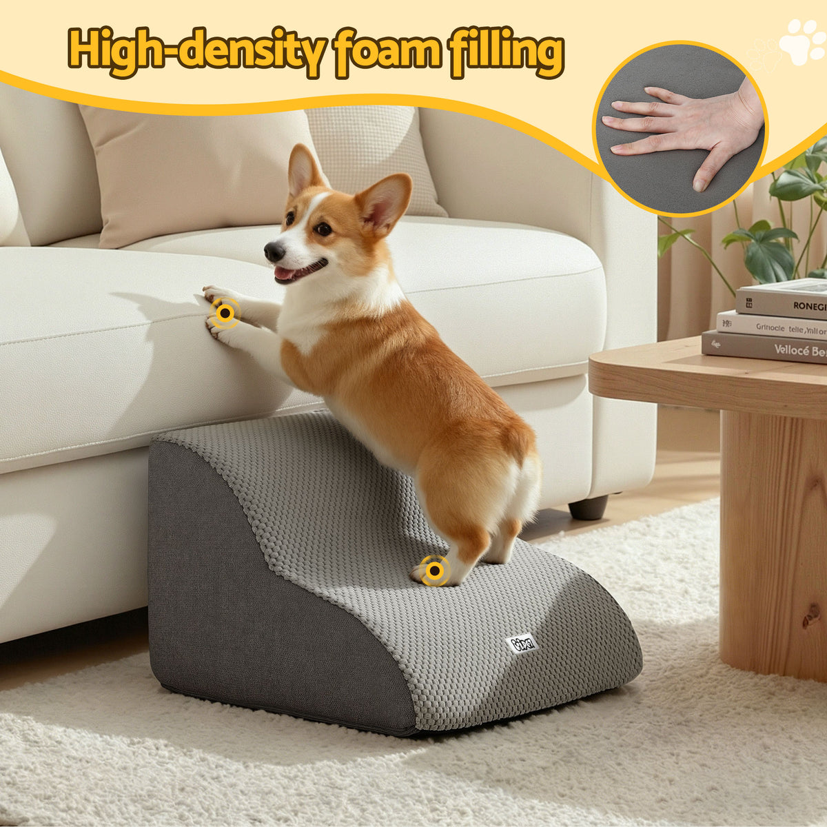 Steel Pack 2-Step Foam Pet Stairs – Grey