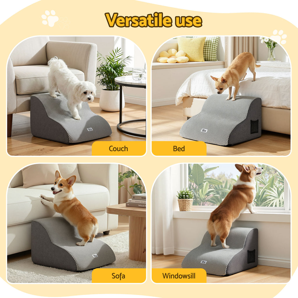 Steel Pack 2-Step Foam Pet Stairs – Grey