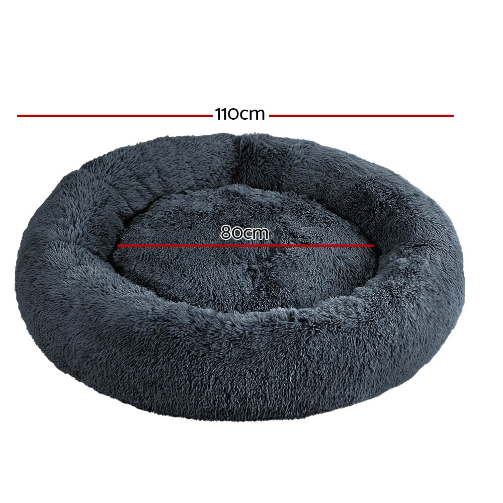 Steel Pack Calming Donut Bed – Dark Grey, 110 cm (dogs up to 36 kg)