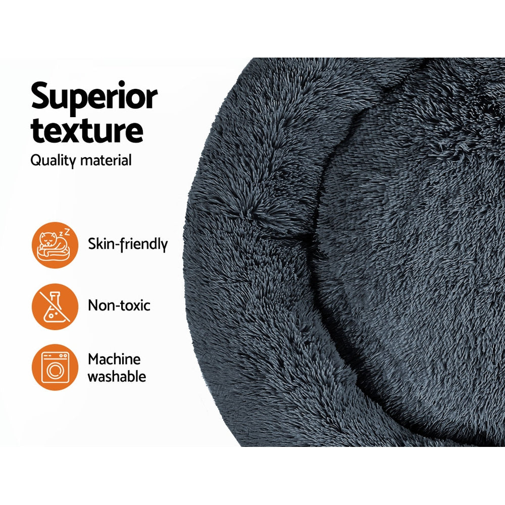 Steel Pack Calming Donut Bed – Dark Grey, 110 cm (dogs up to 36 kg)