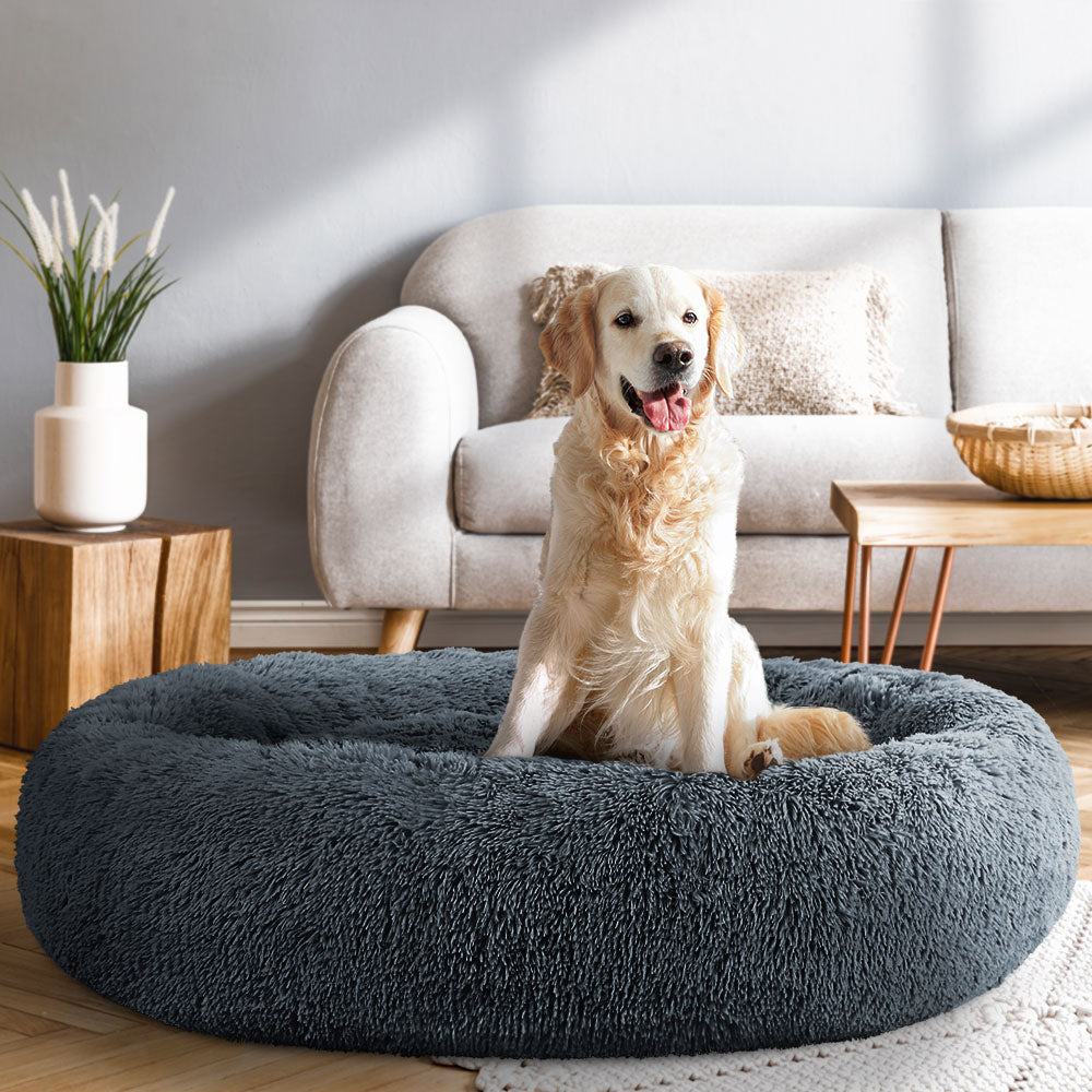 Steel Pack Calming Donut Bed – Dark Grey, 110 cm (dogs up to 36 kg)