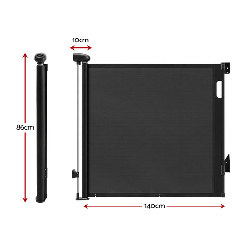 Keezi Retractable Pet Gate – Black (up to 140 cm)