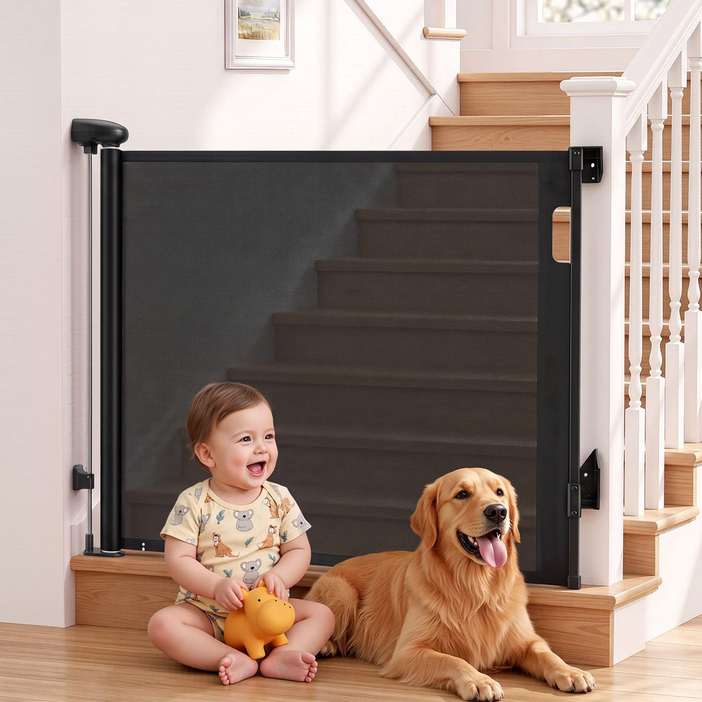 Steel Pack Retractable Pet Gate – Black (up to 140 cm)