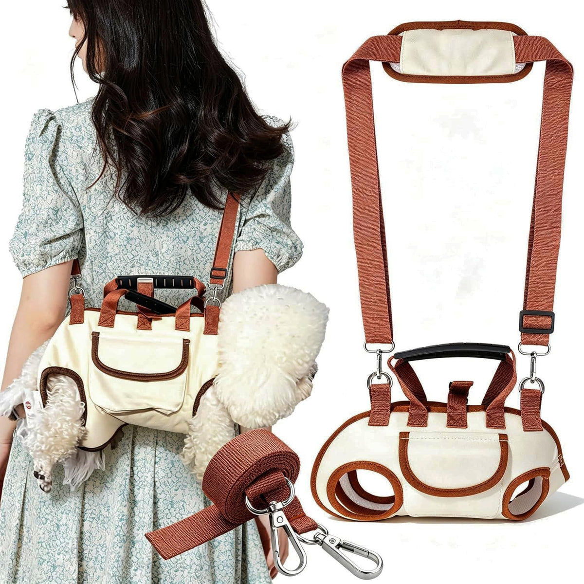Steel Pack Hands-Free Dog Backpack Carrier – Brown