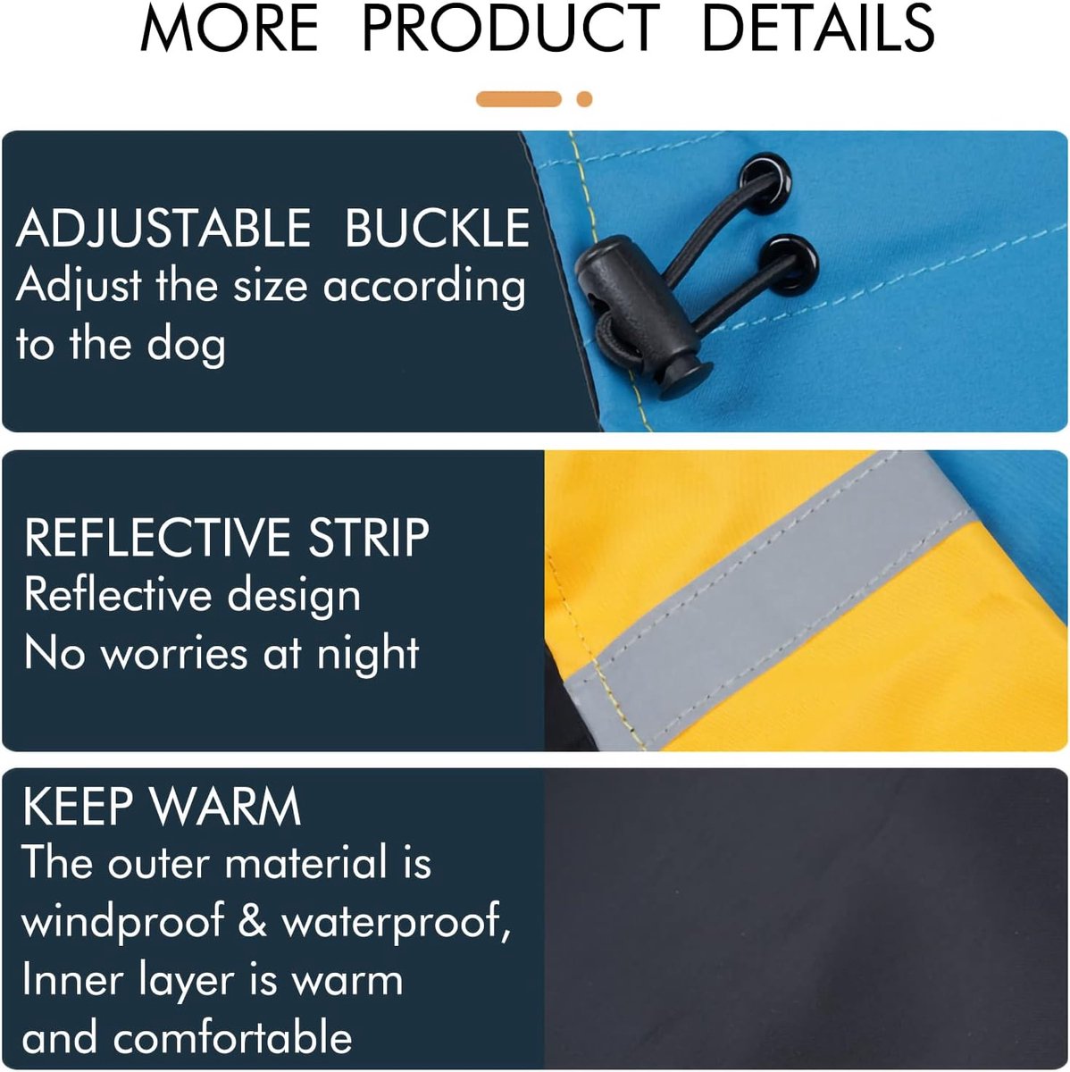 Waterproof Winter Dog Jacket, Blue & Black, M – photo 5