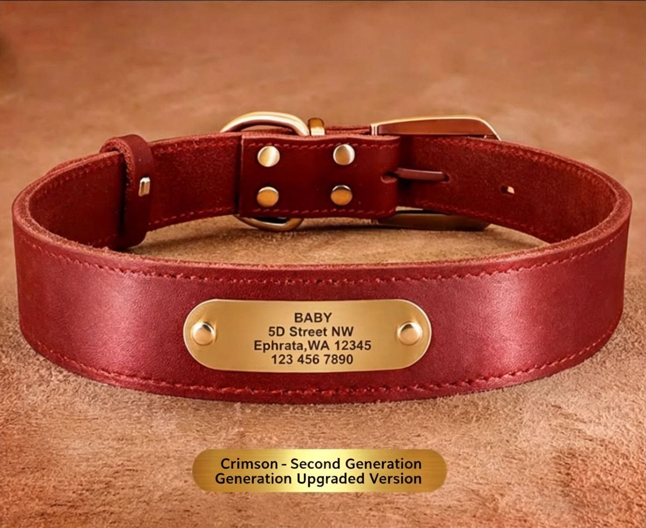 Steel Pack Genuine Leather Collar – Red, L