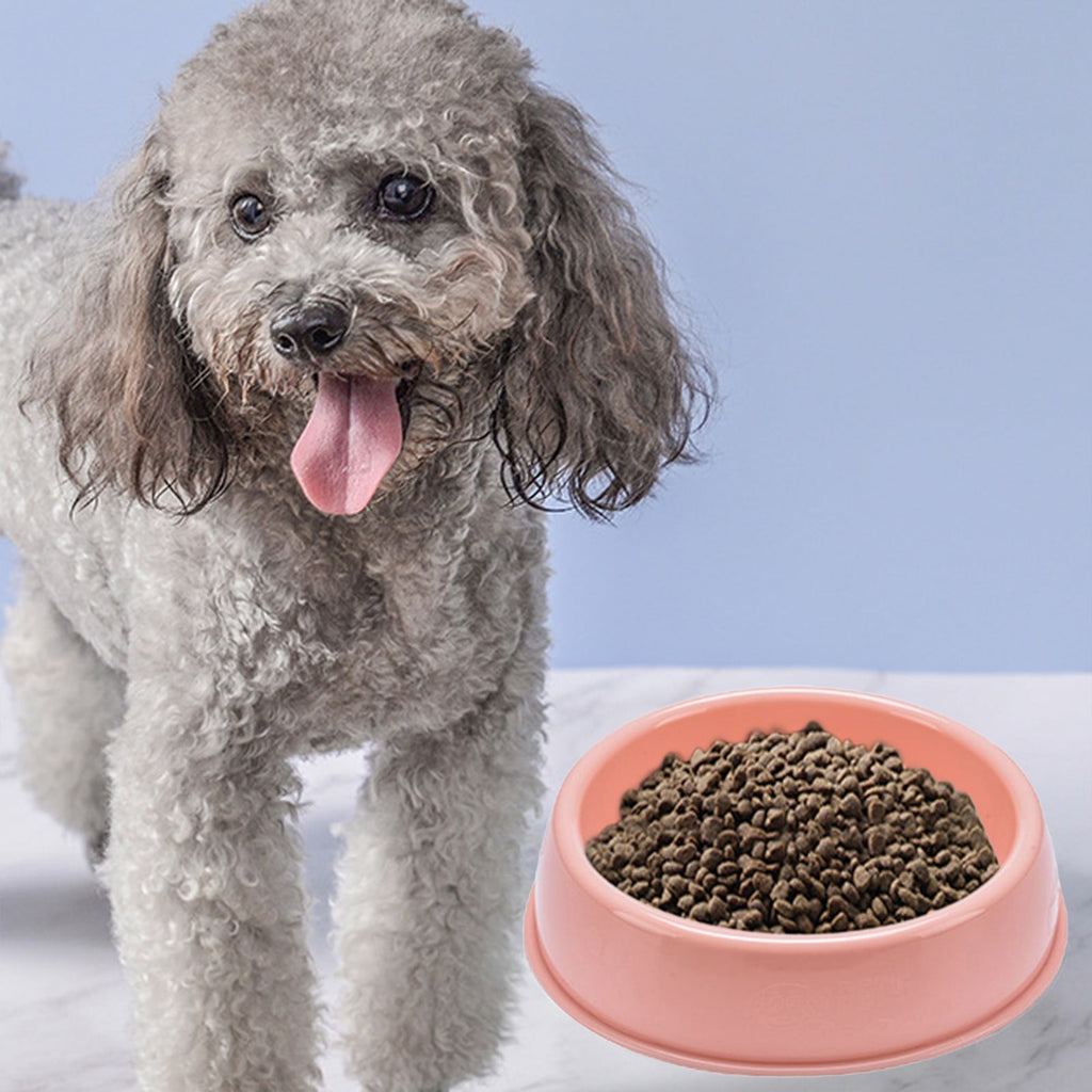 Plastic Dog Bowl, Non Slip Candy Color Plastic Pet Food Bowl, Shallow Cat Food Dish, Reusable Pet Food And Water, Pink, 18.3 x 5.4 x 15.5 cm