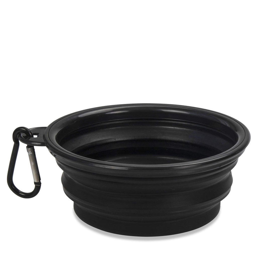 Portable Collapsible Dog Bowl for Water or Food Great Pet Travel Bowl in Multiple Sizes (Standard - 12oz, Black)
