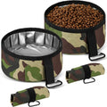 Durable Oxford Fabric Collapsible Dog Bowl, Portable Foldable Pet Food and Water Container for Outdoor Adventures, Camping, and Daily Walks with Convenient Carabiner Clip, Large Capacity Travel Bowl for Dogs and Cats (S, Camo)