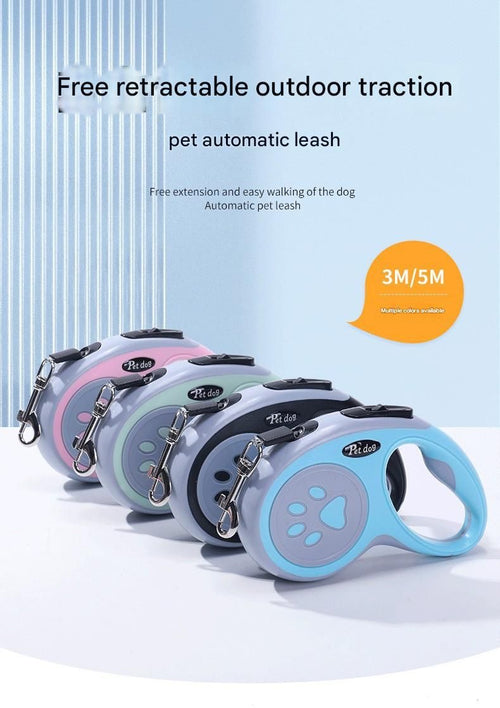 Black Automatic Retractable Dog Leash -  5M Extendable Lead with One-Handed Brake Lock - ABS Casing, Ergonomic Grip, Tangle-Free Nylon Tape, Outdoor Walking Essential