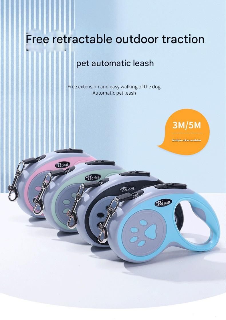 Blue Automatic Retractable Dog Leash -  5M Extendable Lead with One-Handed Brake Lock - ABS Casing, Ergonomic Grip, Tangle-Free Nylon Tape, Outdoor Walking Essential