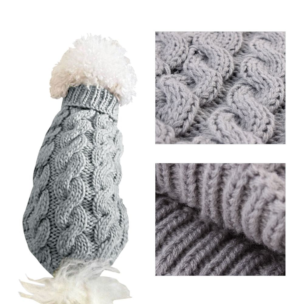 Pink M size Cosy Cable Knit Dog Jumper -  Warm Winter Pet Clothing, Soft High Neck Design, Small to Medium Dogs, Easy Wear Pullover Style, Ideal for Chilly Evenings and Outdoor Walks