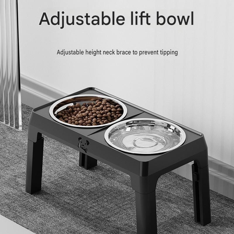 Steel Pack Adjustable Elevated Bowl Stand – Black