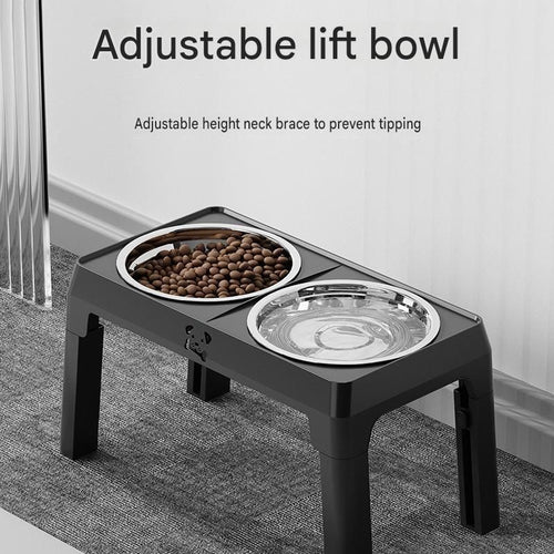 Steel Pack Adjustable Elevated Bowl Stand – Black