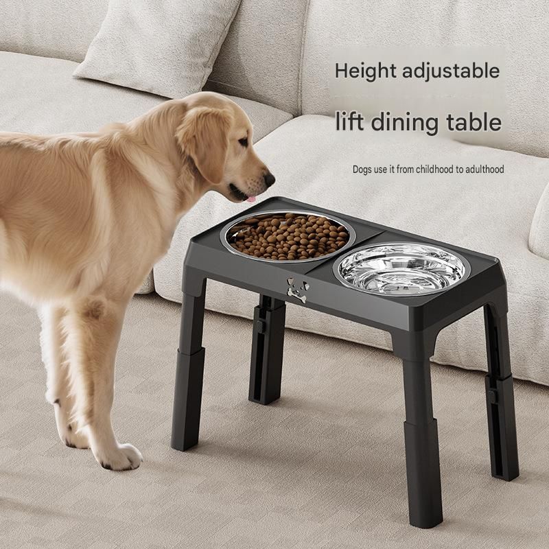 Steel Pack Adjustable Elevated Bowl Stand – Black