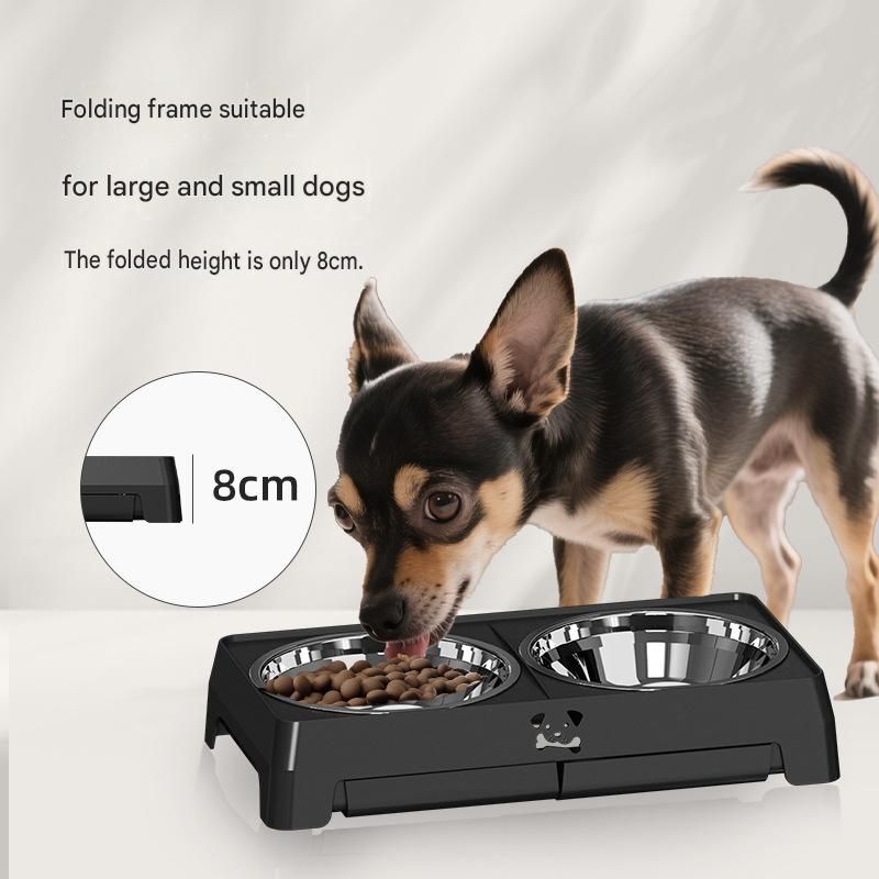 Steel Pack Adjustable Elevated Bowl Stand – Black