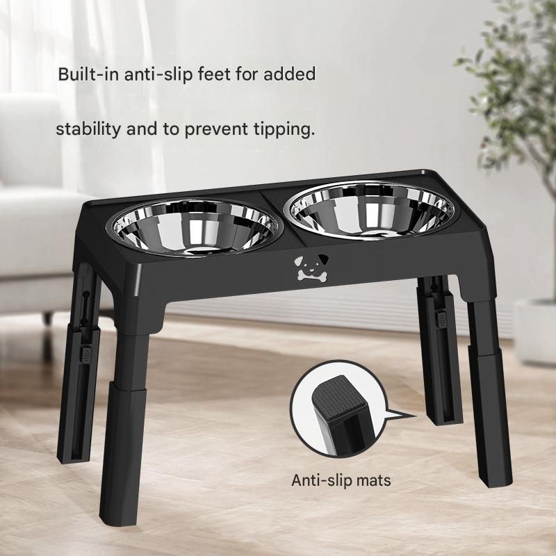 Steel Pack Adjustable Elevated Bowl Stand – Black