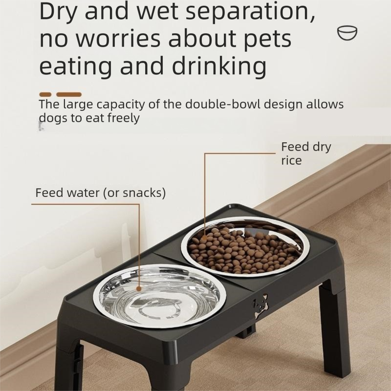 Steel Pack Adjustable Elevated Bowl Stand – Black