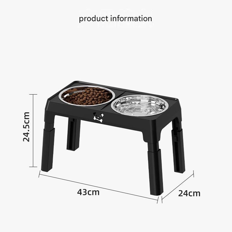 Steel Pack Adjustable Elevated Bowl Stand – Black