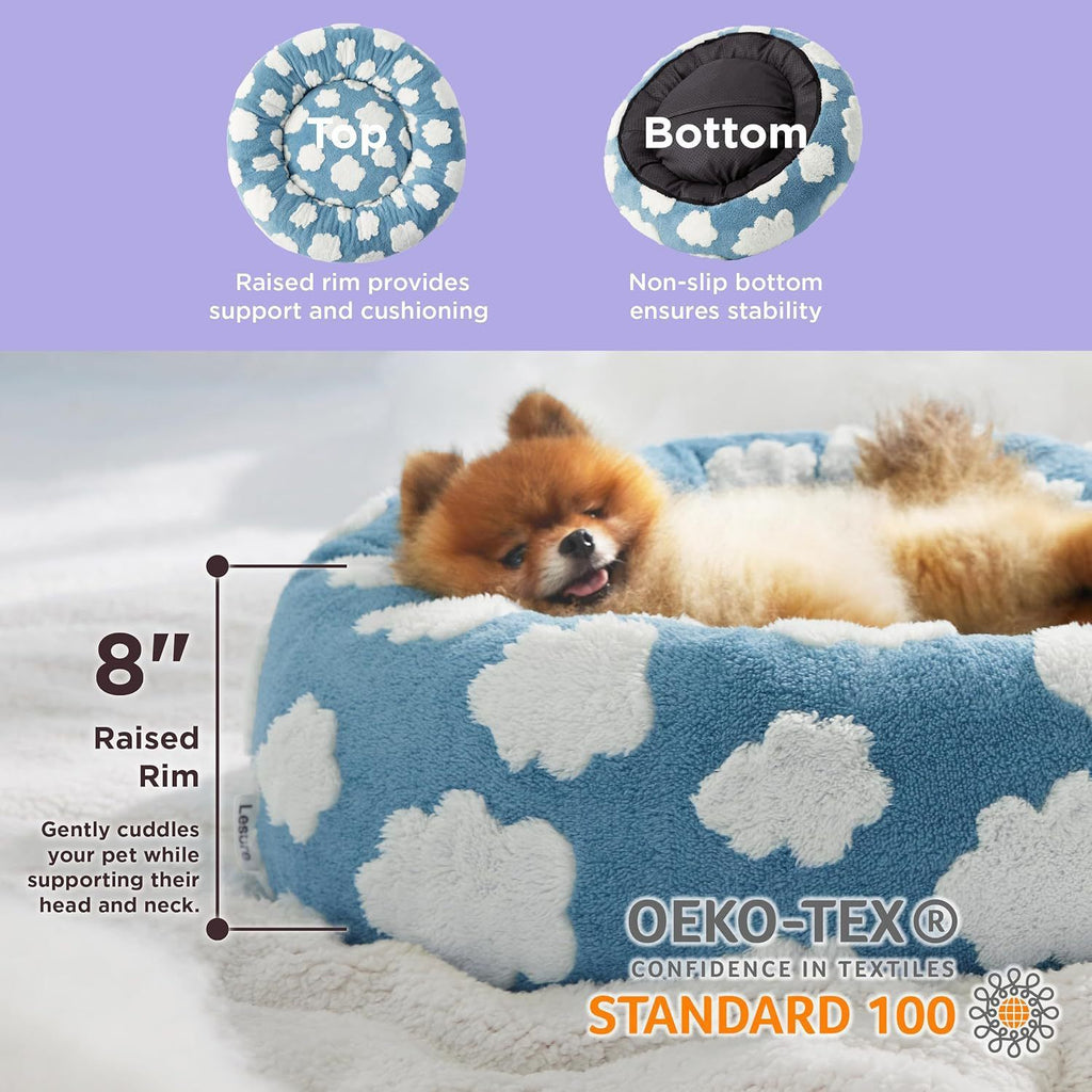 Steel Pack Calming Donut Bed – Coffee Plaid, 70 cm