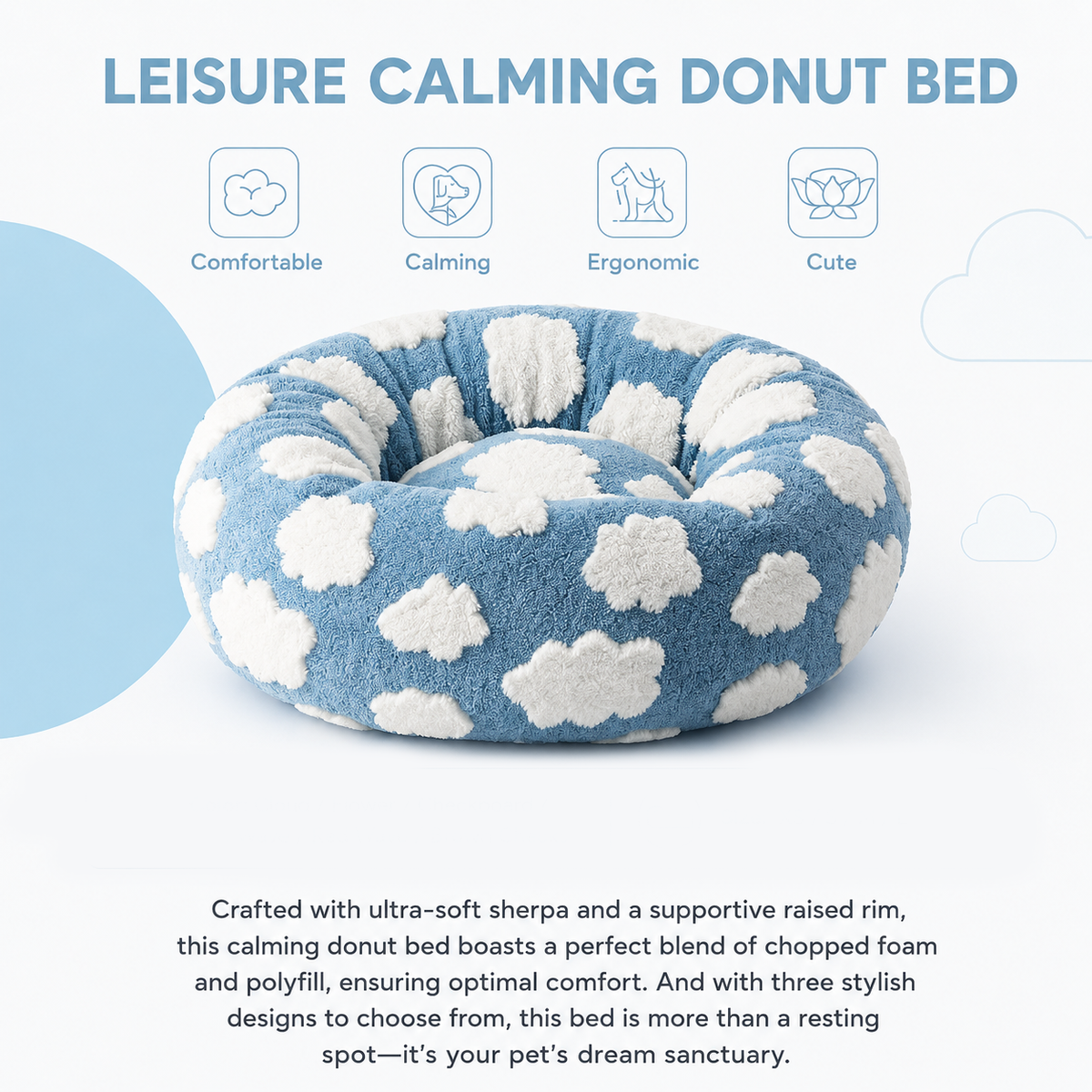 Steel Pack Calming Donut Bed – Coffee Plaid, 100 cm