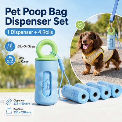 Steel Pack Poop Bag Dispenser + 4 Rolls – Blue