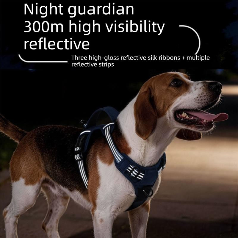 Steel Pack No-Pull Harness & Lead Set – Black, M (chest 46–61 cm)