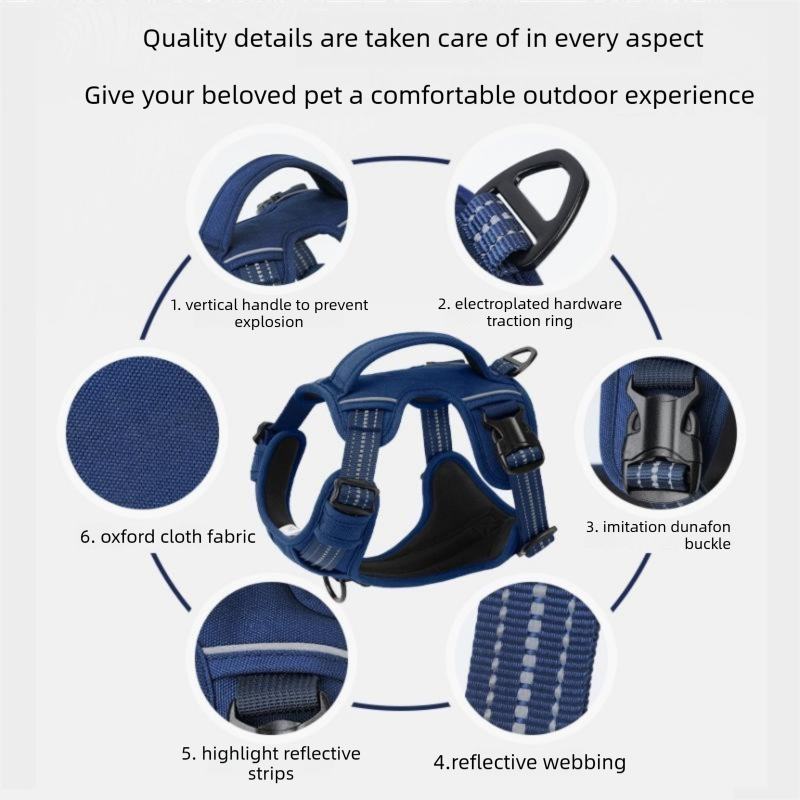 Steel Pack No-Pull Harness & Lead Set – Black, M (chest 46–61 cm)